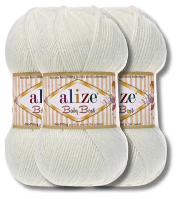 Productafbeelding van Alize 3x 100g Baby Best garen, anti-pluis, effen kleur, geschikt voor haken en breien (450)