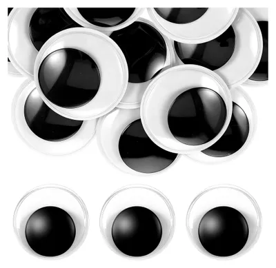 Produktbild von 20 Stück große selbstklebende Wackelaugen, 50mm Kulleraugen für DIY, Scrapbooking und Handwerk, Schwarz und Weiß