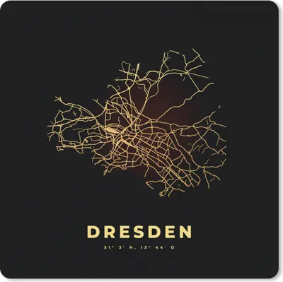 Produktbild von MuchoWow® Mauspad Mousepad Dresden - Karte - Gold - Stadtplan 20x20 cm - Mousepads - Maus Mat - Pad - Mausunterlage - Desk Mat - Bureauartikeln