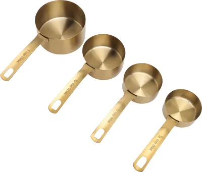 Image de Lot de 4 verres doseurs empilables en acier inoxydable – ustensiles de cuisine précis pour la cuisine et la pâtisserie – dorés
