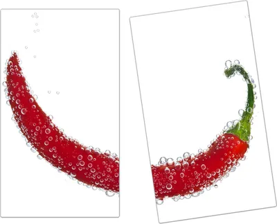 Produktbild von Spritzschutz Herdabdeckplatte Schneidebrett aus Glas Chilischote mit Blasen 2-Teilig (60x52cm)