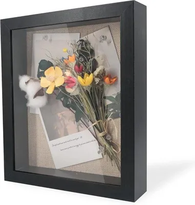 Productafbeelding van Famanu 3D Schaduwdoosframe, zwart, 8x10 inch (20x25 cm) - Geschikt voor wandmontage of plaatsing op een tafel - Herinneringsframe voor foto's, bloemen, medailles