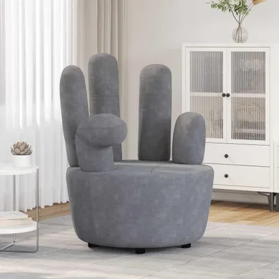 Produktbild von Sessel in Handform aus grauem Samt