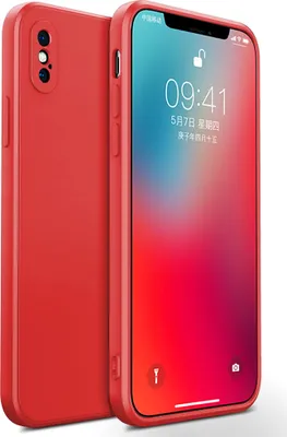 Image de coque iPhone X, Coque en caoutchouc silicone liquide, antichoc et résistante aux rayures pour iPhone X Rouge