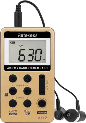 Imagen del producto de Retekess V112, radio mini portátil, funciona con batería, tamaño pequeño (dorado) – Color dorado
