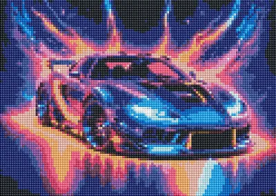 Produktbild von Diamantmosaik, Sportwagen, futuristisches Design, leuchtende Farben, 30x40 cm