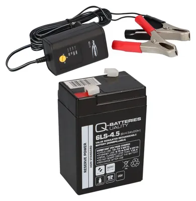 Produktbild von AKKU BATTERIE 6V 4,5Ah 20HR 10HR 5HR kompatibel 5Ah 4A + Lader QB + A