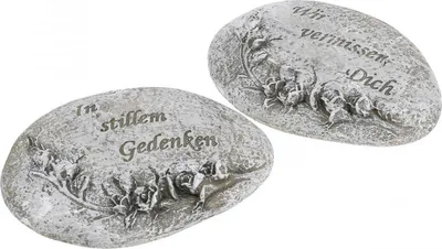 Produktbild von Gedenkstein mit Spruch und Rosenmotiv als Grabschmuck, 4 Stück