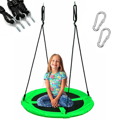 Produktbild von Extralink Schaukel Tellerschaukel Garten Schaukel Grün Ø 100 cm Outdoor Kinderschaukel