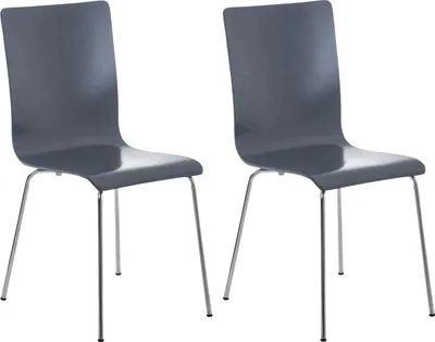 Produktbild von CLP 2er Set Besucherstuhl Pepe mit Holzsitz und Metallgestell grau