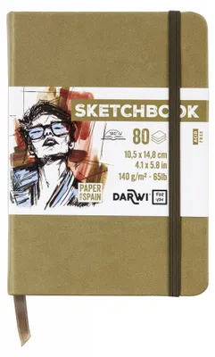 Immagine prodotto di Darwi For You DF80010150005C - Quaderno a cucito, sketchbook A6, 10,5x14,8 cm, 140g - 80 fogli