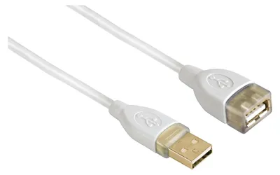 Obrázek produktu pro Hama USB Extension Cable, A-Plug - A-Socket, 3 m, white, 3 m, USB A, USB A, Bílá