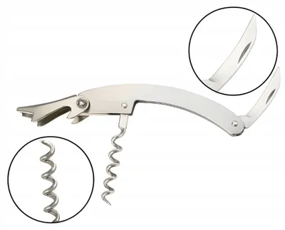 Zdjęcie produktu dla Otwieracz Kelnerski 11cm M004S Stal Nierdzewna Korkociąg Wina do butelek