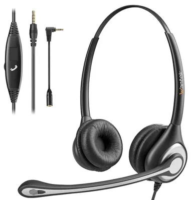 Produktbild von Telefon Headset Klinke Laptop Kopfhörer mit Mikrofon Geräuschunterdrückung Kabelgebundenes PC Headset Klinkenstecker für Computer Call Center Schwarz