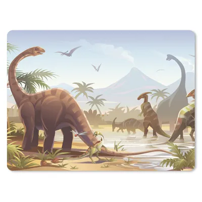 Produktbild von MuchoWow® Mauspad Mousepad Dinosaurier - Landschaft - Tropisch - Kinder - Jungen 23x19 cm - Mousepads - Maus Mat - Pad - Mausunterlage - Schreibtischunterlage - Mauspad