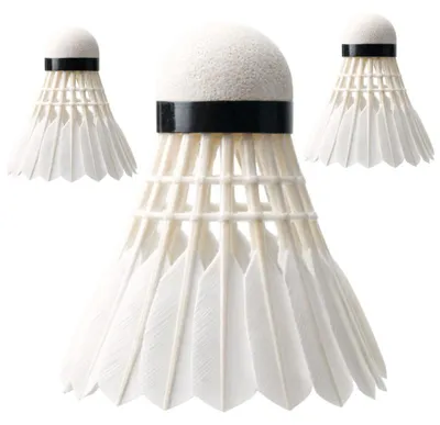 Image de Verk 14715 Volants de badminton en plumes, lot de 3, blancs