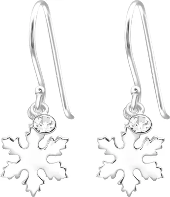 Produktbild von 925 Sterling Silber Ohrhaken Ohrhänger Schneeflocke mit Kristall