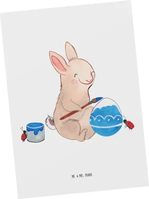 Produktbild von Mr. & Mrs. Panda Postkarte Hase Marienkäfer - Weiß - Geschenk, Ostern, Osterhase, Frühling, Postkarten, Ansichtskarten, Ansichtskarte, Ostergeschenke, Ostergrüße