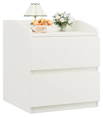 Immagine prodotto di Comodino/tavolino - Con 2 cassetti - Spazio contenitivo - Design moderno - Da montare - Bianco