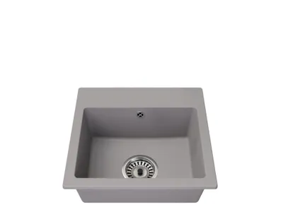 A single gray sink is shown against a white background.