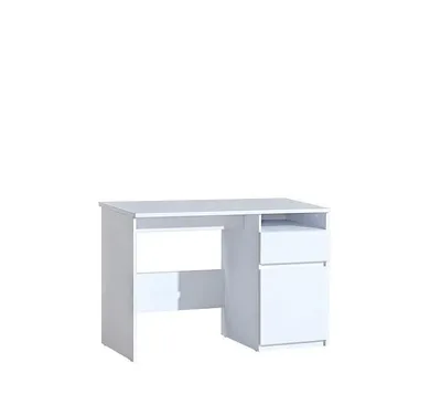 Produktbild von Schreibtisch ARTON, Computertisch mit Schublade und Tür, Bürotisch mit Stauraum, Moderner Arbeitstisch für Homeoffice, Büro und Jugendzimmer, Weiß