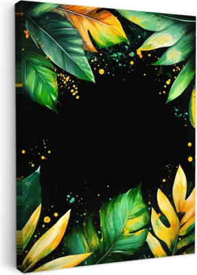 Produktbild von Leinwand Bilder 60x80 cm - Graffiti - Blätter, Wandbilder, Wanddeko Wohnzimmer, Bild