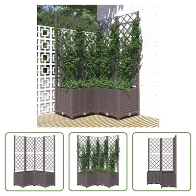 Produktbild von The Living Store Pflanzkübel mit Rankgitter Braun 80x80x136 cm PP