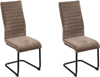 Produktbild von Schwingstühle - Braun - Schwarz - Cordbezug - Metall - 2er Set