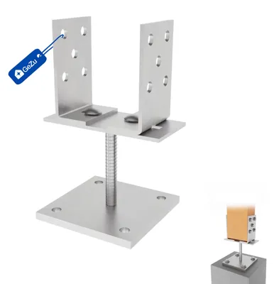 Produktbild von GeZu Impex Verstellbarer U-Pfostenträger zum Aufdübeln 0-160 mm, 80 mm hoch feuerverzinkt