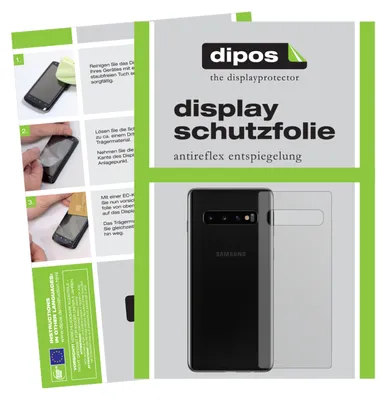 A collage of images showing instructions for applying a screen protector and a product shot of a phone with a screen protector.