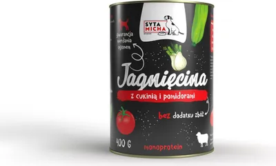 Obrázek produktu pro Mokré krmivo pro psy Jehněčí maso s cuketou a rajčaty Syta Micha Monoprotein
