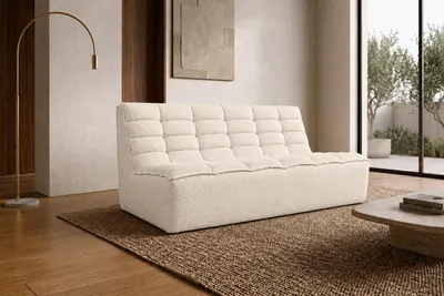 Image de Canapé modulaire Kaiser Möbel, 2 places, revêtement en tissu velours "Pop", couleur crème, modèle "LAZY"