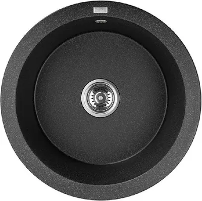 Produktbild von BADLAND Spülbecken Granitspüle Einzelbecken Rund II Dafne 51x51 Schwarz | Siphon im SET!