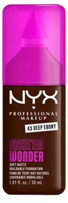 Productafbeelding van NYX Make 'Em Wonder Soft Matte Foundation, diepe ebbenhouttint, 30 ml