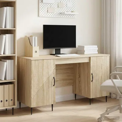 Produktbild von vidaXL Schreibtisch Sonoma-Eiche 142,5 x 50 x 75 cm Holzwerkstoff
