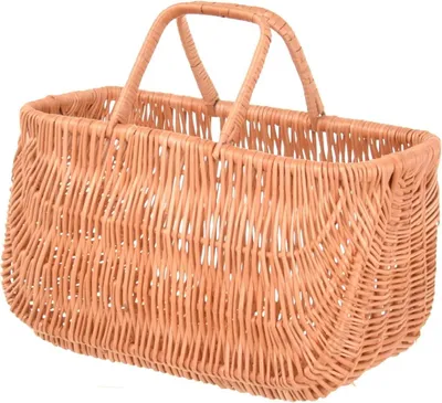 Image de Panier à poignées naturel Panier à provisions Sac tressé avec poignées Sac de plage Sac en osier 42 x 20 x 24 cm