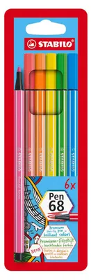 Immagine prodotto di Pennarello premium - STABILO Pen 68 - Confezione da 6 - 6 colori neon