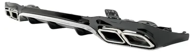 Produktbild von Stoßfänger-Diffusor Chrom-Endrohre für Mercedes E-Klasse W213 Sport Line 16-19 E63 Design.