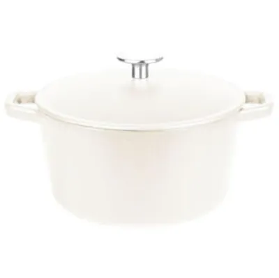 Produktbild von GSW Gusseisentopf 21 cm, 3,8 Liter, weiß, Emaillebeschichtung, Backofengeeignet, für alle Herdarten
