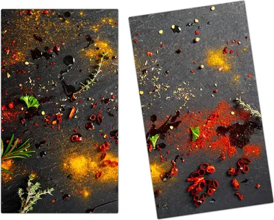 Produktbild von Spritzschutz Herdabdeckplatte Schneidebrett aus Glas Pulver verteilt auf Tisch 2-Teilig (60x52cm)