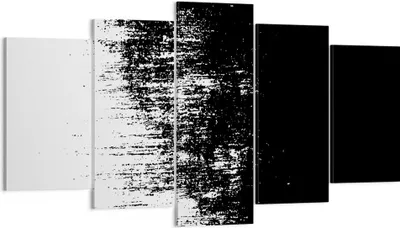 Produktbild von Bild auf Leinwand - Leinwandbild - 5 Teile - Abstraktion dunkel schwarz und weiß - 160x85cm Wand Bild Wanddeko Wandbilder Leinwanddruck Bilder Wanddekoration Leinwand bilder EA160x85-4601