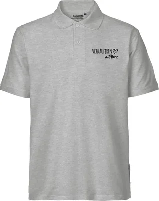 Produktbild von Huuraa Herren Polo Shirt Verkäuferin mit Herz XL Sport Grey Bio Baumwolle Fairtrade Poloshirt Geschenkidee