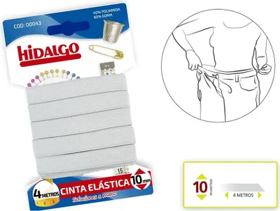 Immagine prodotto di Nastro elastico in blister 10 mm x 4 m bianco Hidalgo