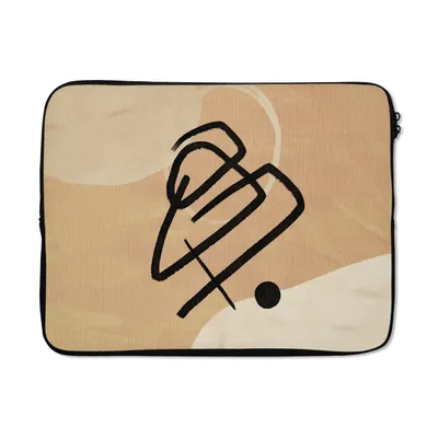 Produktbild von MuchoWow® Laptop Hülle 17 Zoll Laptoptasche Schwarz - Braun - Abstrakt - Zipper - Schutzabdeckung