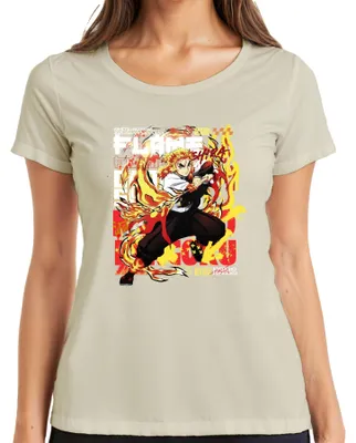 Produktbild von Kyojuro Rengoku Flammen Hashira Kimetsu no Yaiba Anime Geschenk Damen T-Shirt, Natur, L