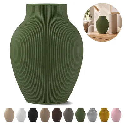 Image de Vase décoratif Tayo — 18 cm, en PLA, pour fleurs séchées – Vert olive
