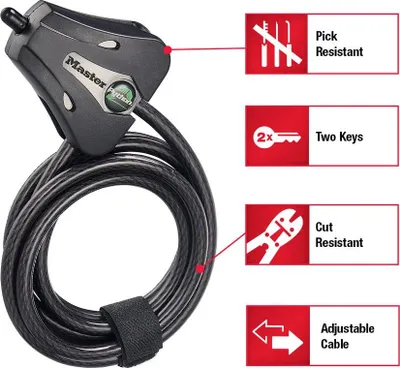 Productafbeelding van Master Lock verstelbare Python-beveiligingskabel 8 mm 8418EURD