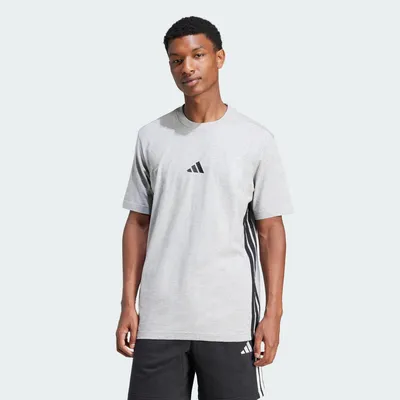 Produktbild von adidas Herren Essential Three Stripes Single Jersey Shirt, medium Grey Heather/B