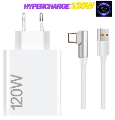 Produktbild von Für Xiaomi 120W HyperCharge, TurboCharge Ladegerät GaN Schnellladegerät Adapter mit 1M USB-C  Winkelkabel