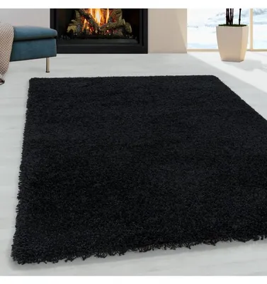 Produktbild von TapisTrend Zotteliger Teppich Schwarz 200x290 cm Wohnzimmerteppich im Shaggy-Design, weicher Flor, einfarbig